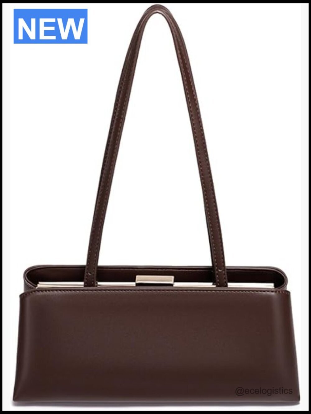 Vintage Kiss Lock Shoulder Bag PU Leather Handbag Top Handle Removable Straps